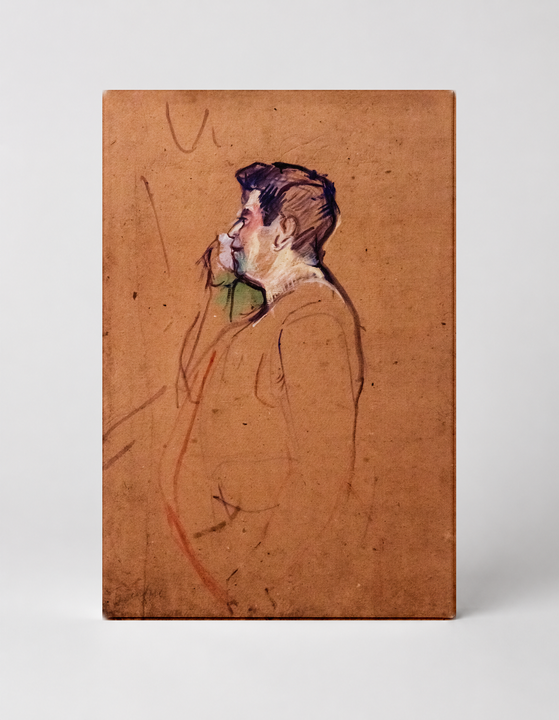 Seated Man in Profile 1890s - Post-Impressionist Vintage Sketch Wall Art