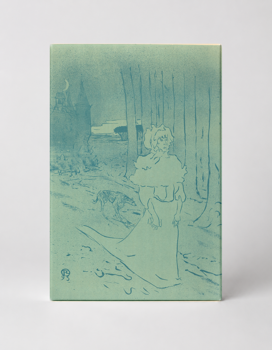 Woman in Moonlit Forest 1890s - Belle Époque Vintage Lithograph Wall Art