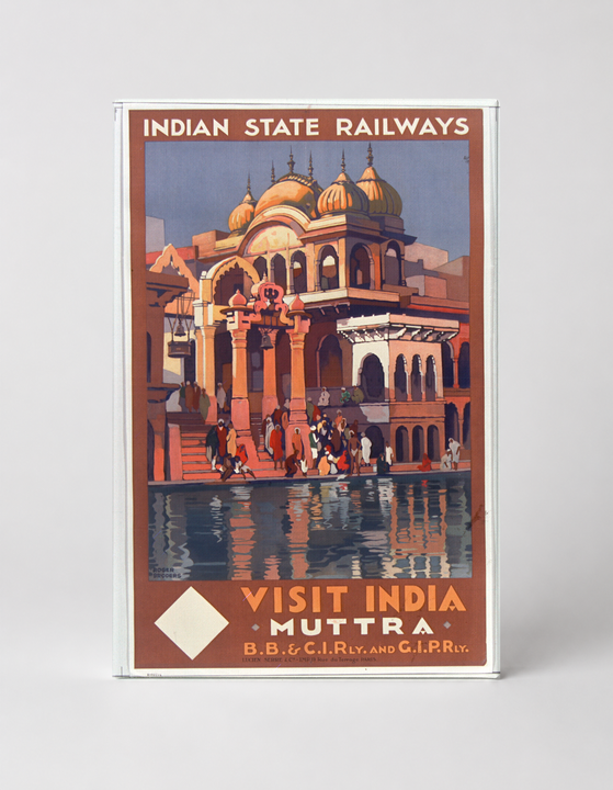Visit India Muttra Indian State Railways 1920s Vintage Travel Poster Canvas Wall Art