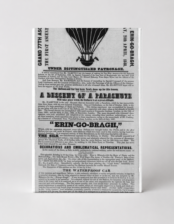 Erin-Go-Bragh 1800s Hot Air Balloon Rotundo Gardens - Victorian Advertising Vintage Poster Wall Art