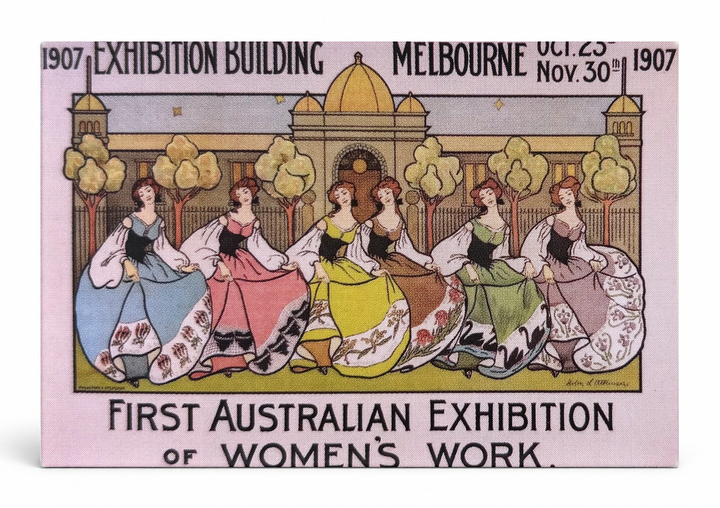 First Australian Exhibition of Women's Work 1907 - Vintage Lithograph Poster Wall Art