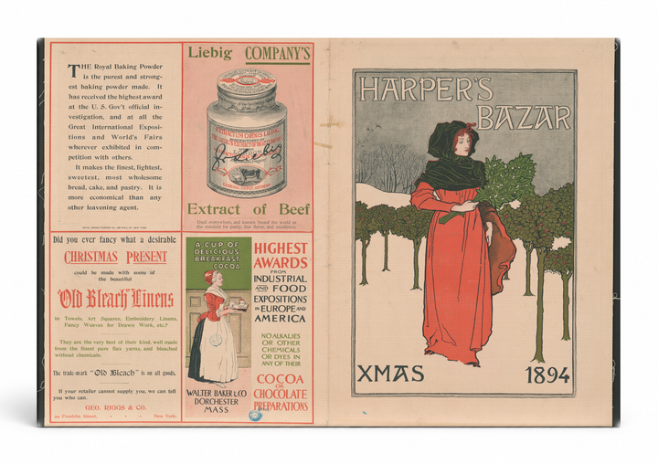 Harper's Bazar Christmas 1894 - Victorian Magazine Cover Vintage Poster Wall Art