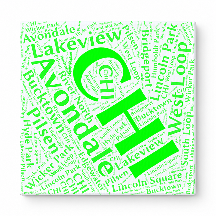 Chicago Neighborhoods Word Art — Green