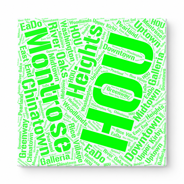Houston Neighborhoods Word Art — Green