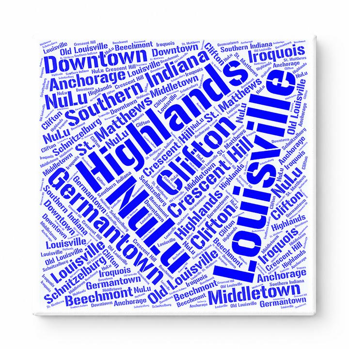 Louisville Neighborhoods Word Art — Blue