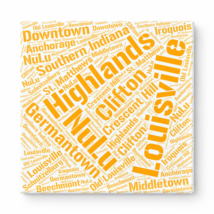 Louisville Neighborhoods Word Art — Orange