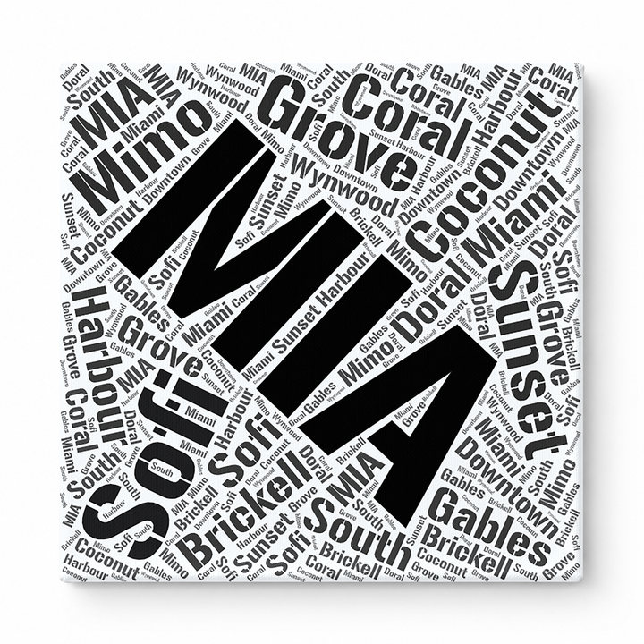 Miami Neighborhoods Word Art — Black