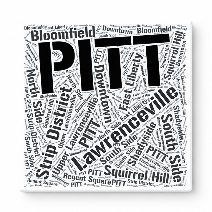 Pittsburgh Neighborhoods Word Art — Black