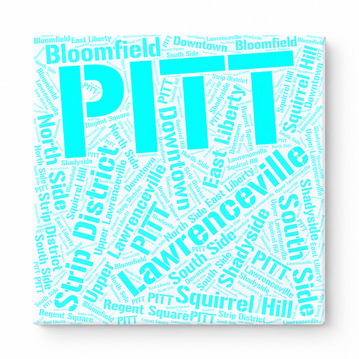 Pittsburgh Neighborhoods Word Art — Cyan