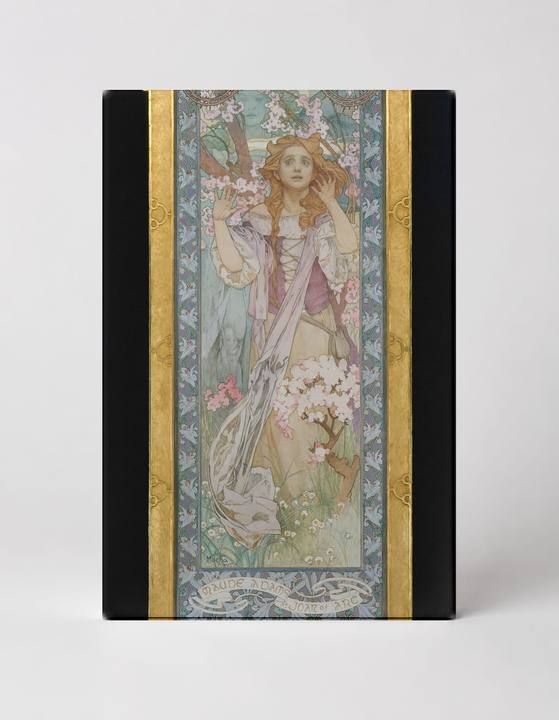 Art Nouveau Maiden with Blossoms 1900s - Vintage Lithograph Poster Wall Art