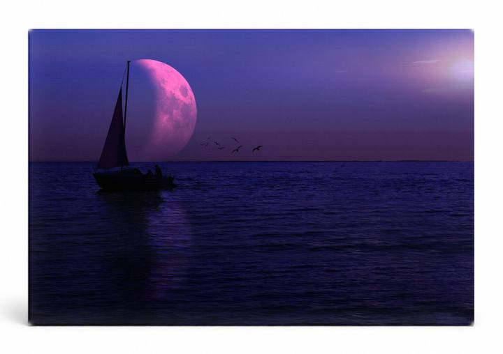 Moonlit Sailboat at Sea