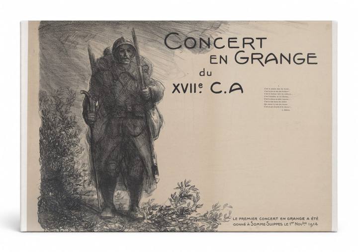 Concert en Grange du XVIIe C.A 1916 - WWI Vintage French Military Poster Wall Art