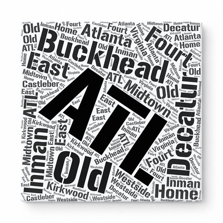 Atlanta Neighborhoods Word Art — Black