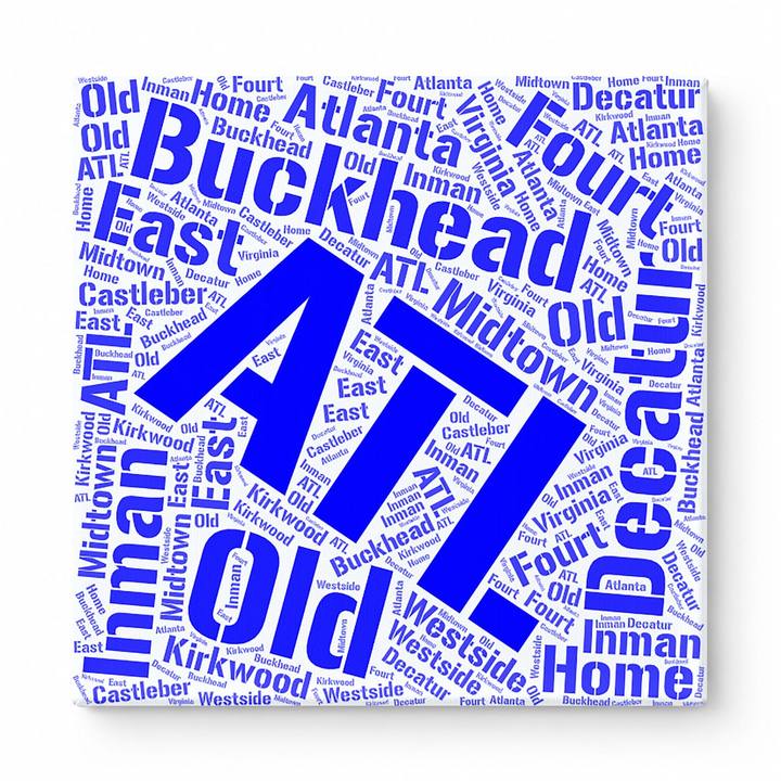Atlanta Neighborhoods Word Art — Blue