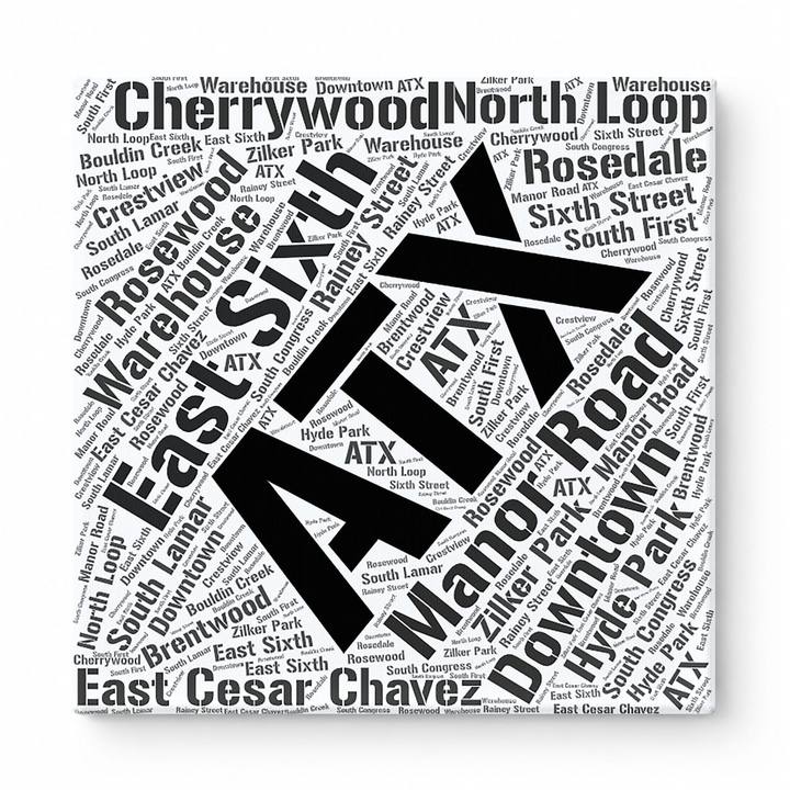 Austin Neighborhoods Word Art — Black