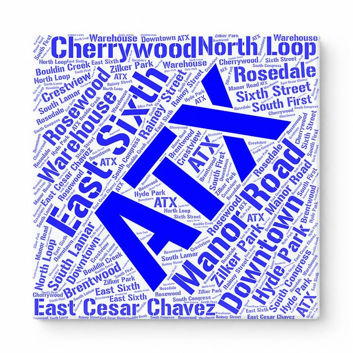 Austin Neighborhoods Word Art — Blue
