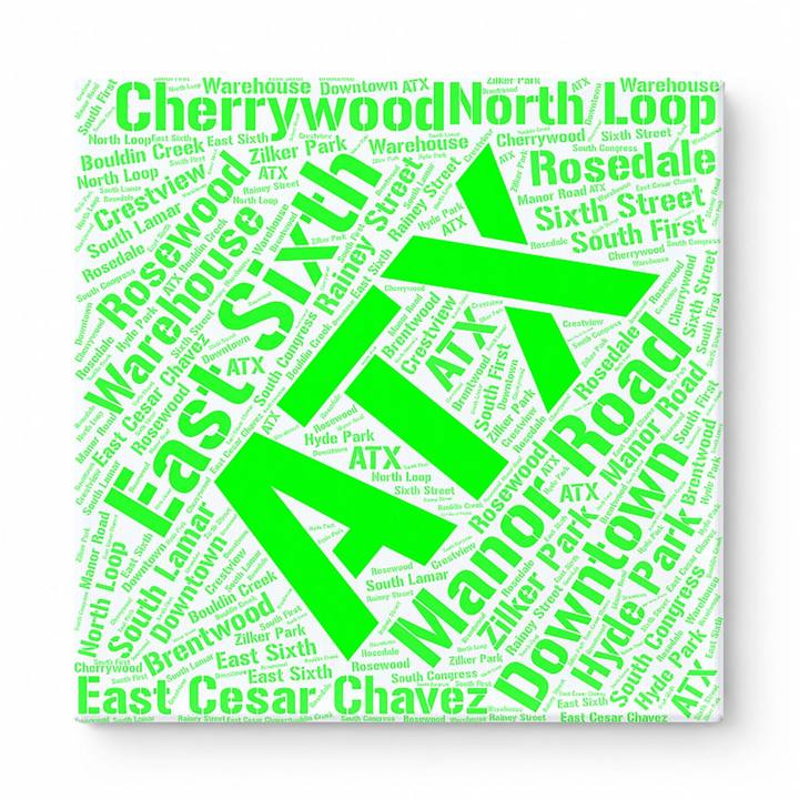 Austin Neighborhoods Word Art — Green