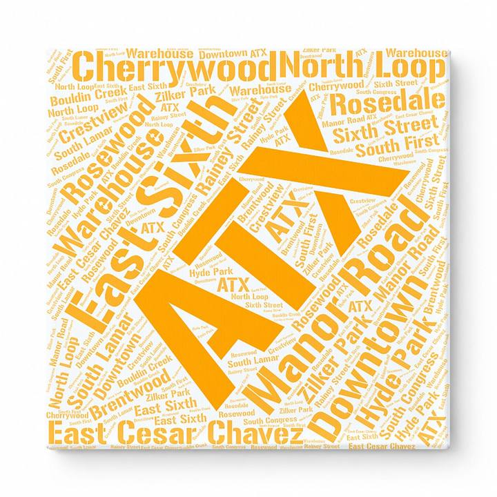 Austin Neighborhoods Word Art — Orange