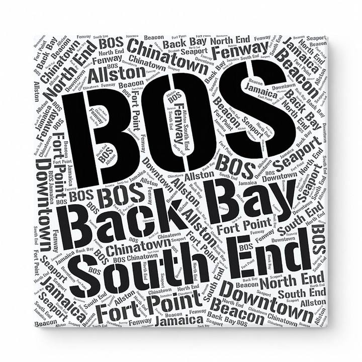 Boston Neighborhoods Word Art — Black