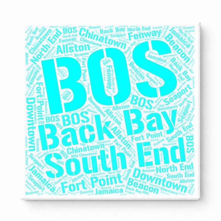 Boston Neighborhoods Word Art — Cyan
