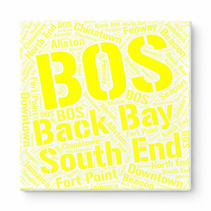 Boston Neighborhoods Word Art — Yellow