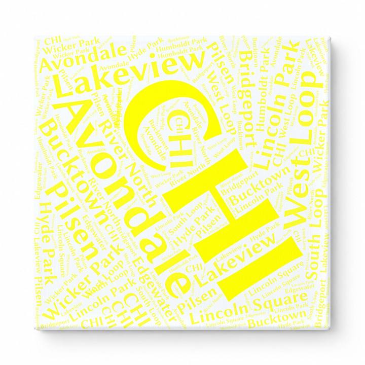 Chicago Neighborhoods Word Art — Yellow