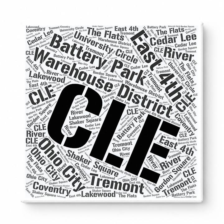Cleveland Neighborhoods Word Art — Black