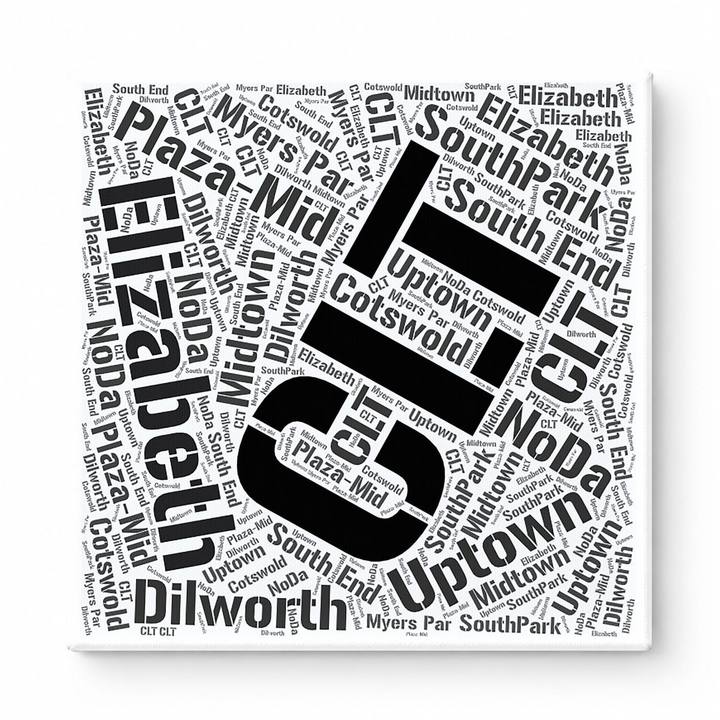 Charlotte Neighborhoods Word Art — Black