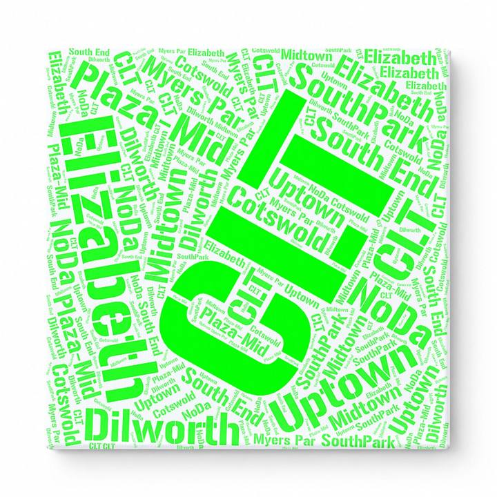 Charlotte Neighborhoods Word Art — Green