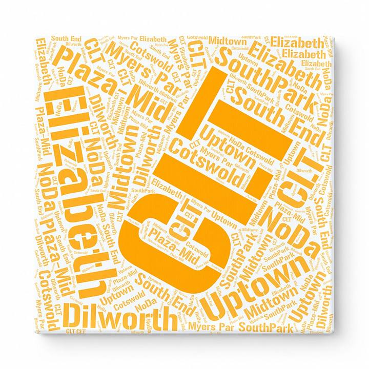 Charlotte Neighborhoods Word Art — Orange