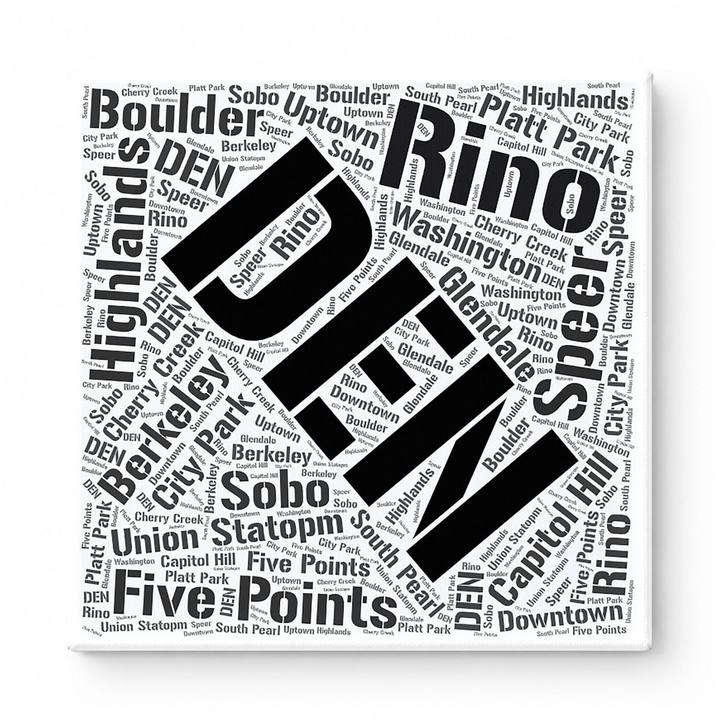 Denver Neighborhoods Word Art — Black