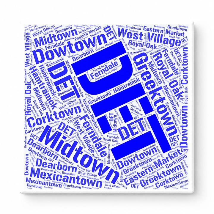 Detroit Neighborhoods Word Art — Blue