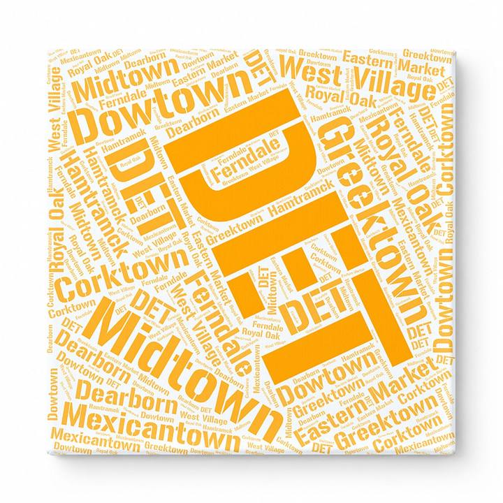 Detroit Neighborhoods Word Art — Orange