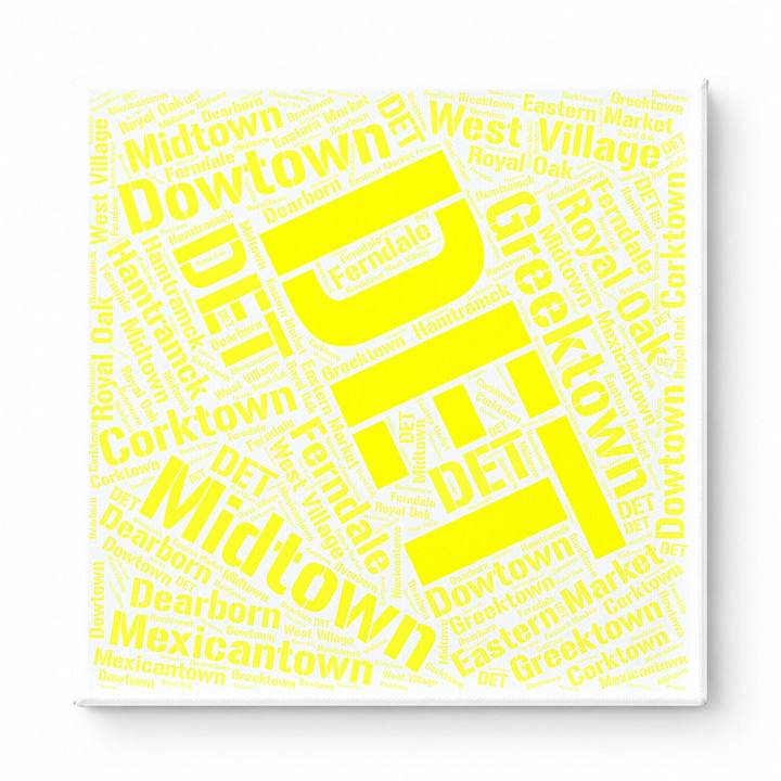 Detroit Neighborhoods Word Art — Yellow