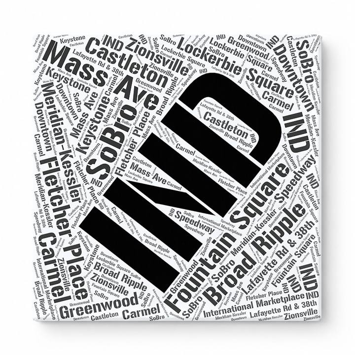 Indianapolis Neighborhoods Word Art — Black