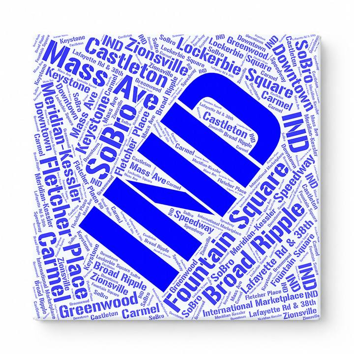 Indianapolis Neighborhoods Word Art — Blue