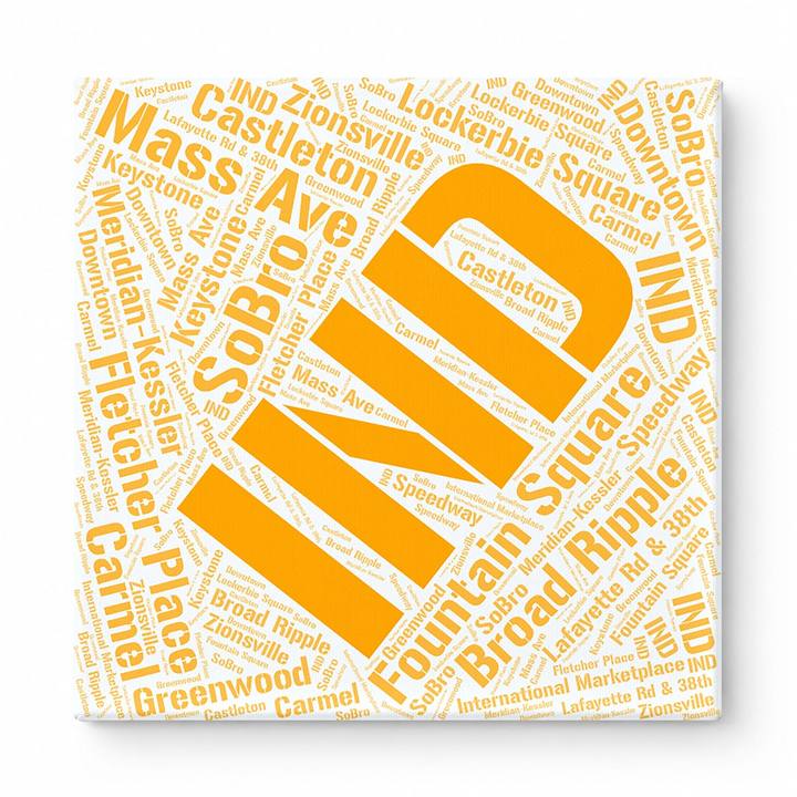 Indianapolis Neighborhoods Word Art — Orange
