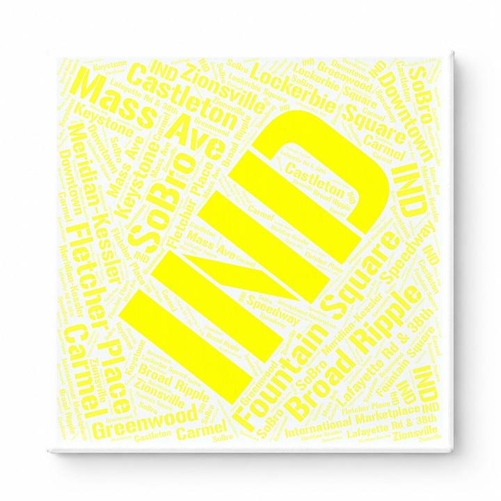 Indianapolis Neighborhoods Word Art — Yellow