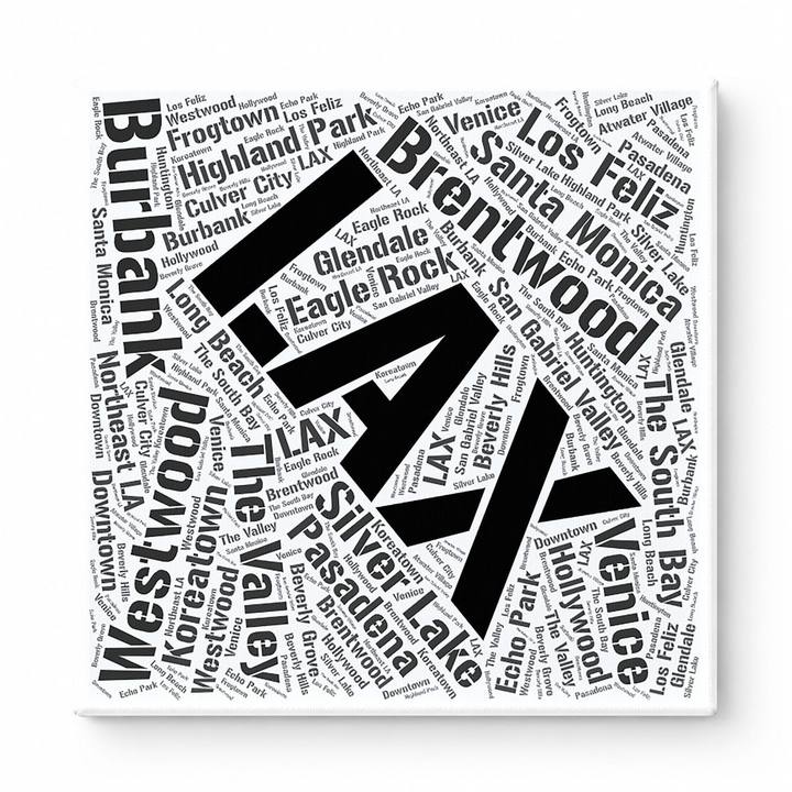 Los Angeles Neighborhoods Word Art — Black
