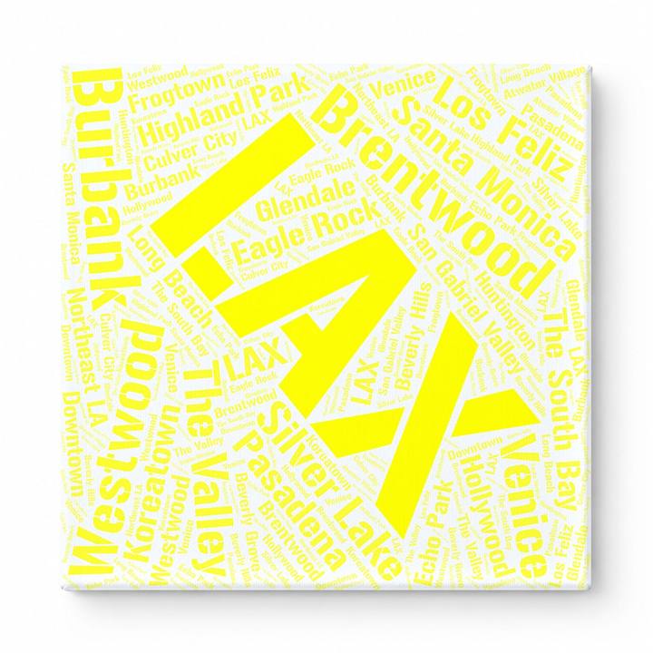 Los Angeles Neighborhoods Word Art — Yellow