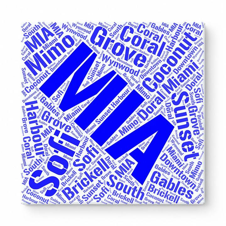 Miami Neighborhoods Word Art — Blue