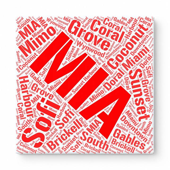 Miami Neighborhoods Word Art — Red
