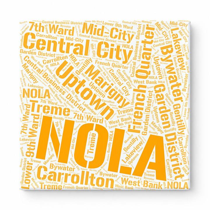 New Orleans Neighborhoods Word Art — Orange
