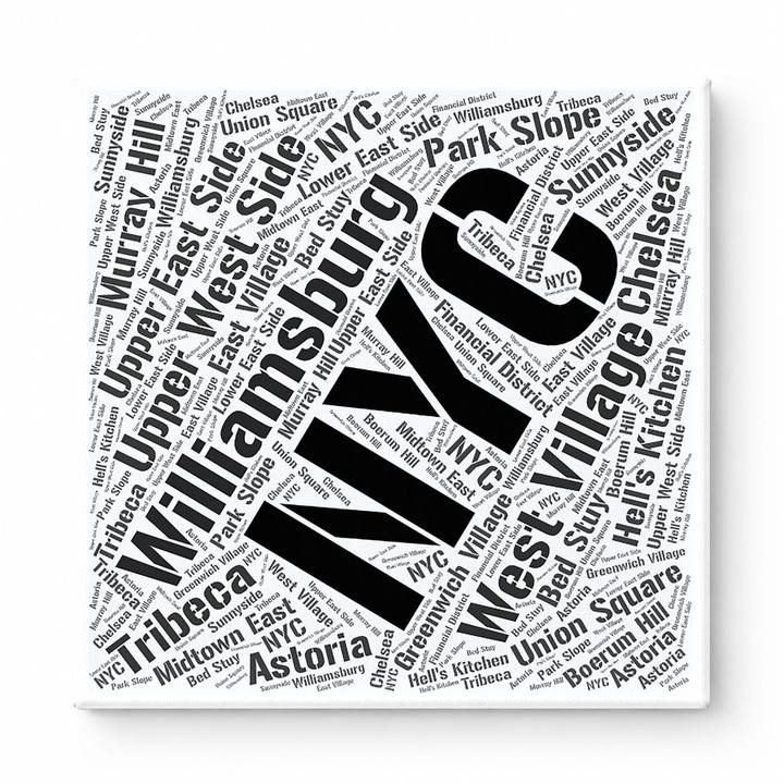 New York Neighborhoods Word Art — Black