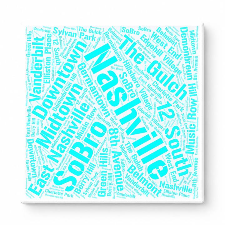 Nashville Neighborhoods Word Art — Cyan
