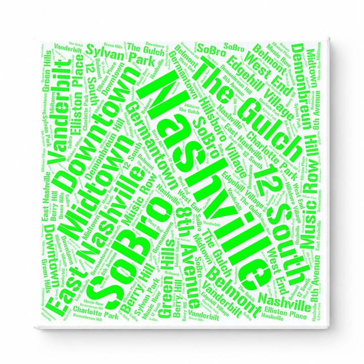 Nashville Neighborhoods Word Art — Green