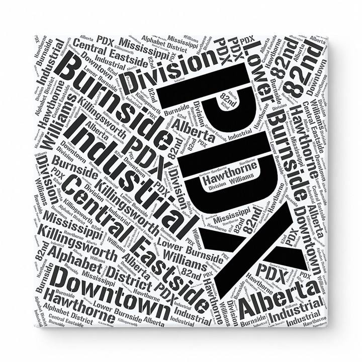 Portland Neighborhoods Word Art — Black