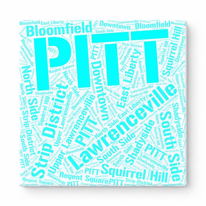 Pittsburgh Neighborhoods Word Art — Cyan