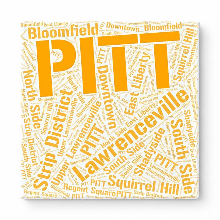 Pittsburgh Neighborhoods Word Art — Orange