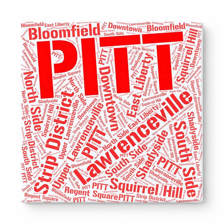 Pittsburgh Neighborhoods Word Art — Red